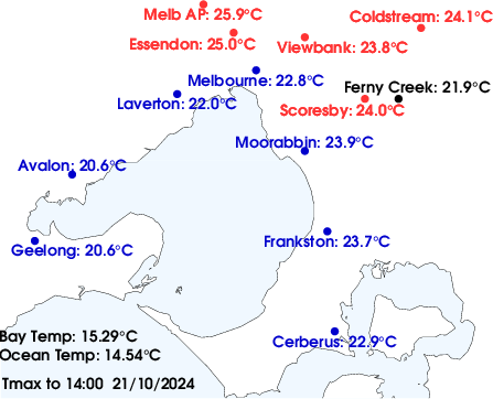 Melbourne MAx Temp Map