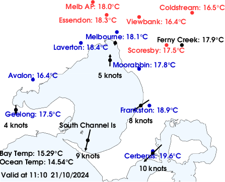 Melbourne Current Temperature Map